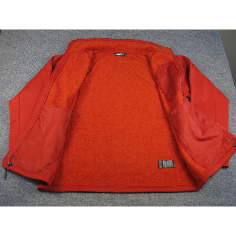 The North Face Mens XL Red Full Zip Fleece Jacket Smooth Face Soft Interior 2017